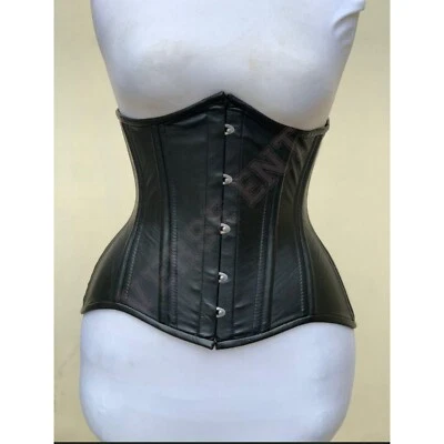 Corsés de cuero debajo del busto entrenador de cintura con forma de cuerpo deshuesado de acero de alta resistencia para mujeres Foto 1 de 4