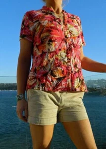 VINTAGE 1980s Effortless Chic Vibrant Retro Printed Blouse - Picture 1 of 5