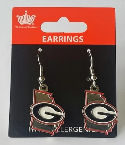 Georgia Bulldogs State Design NCAA Silver Dangle Earrings Hypo-Allergenic Cover
