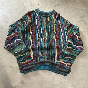 Vintage 2000s Authentic Coogi Australia Multicolor 3d Knit Sweater Size Large - Picture 1 of 5