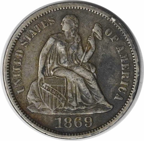 1869-S Liberty Seated Silver Dime EF Uncertified #1046 Cover