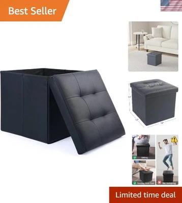 Multi-Functional 13x12x12 Inch Leather Ottoman with Hidden Storage Space - Image 1 of 4