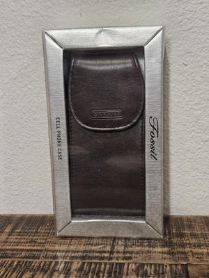 Nueva billetera vintage fósil para teléfono celular 2000 modelos de teléfono clip para cinturón cuero marrón Foto 1 de 4