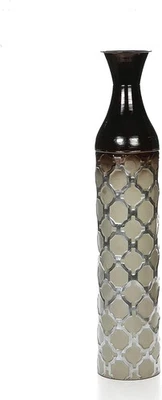 Metal Brown Tones Moroccan Embossed Floor Vase 28.5 Inch High - Image 1 of 4