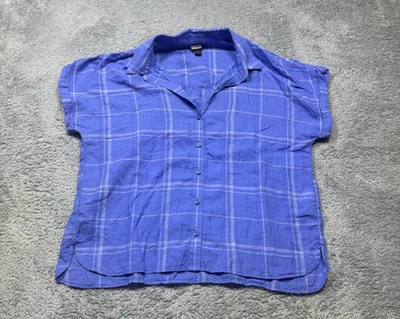 Рубашка женская Patagonia синяя легкая кондиционер органический хлопок конопля короткий рукав - Изображение 1 из 4