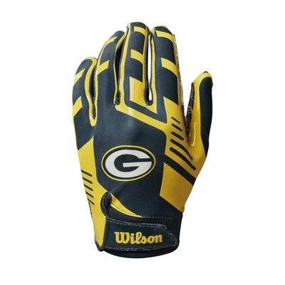 Guantes de fútbol americano Wilson NFL ajuste elástico - jóvenes, Green Bay Packers Foto 1 de 3