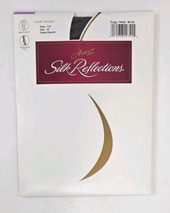 Hanes Silk Reflections Pantyhose Silky Sheer Barely Black Size EF New Old Stock - Picture 1 of 4