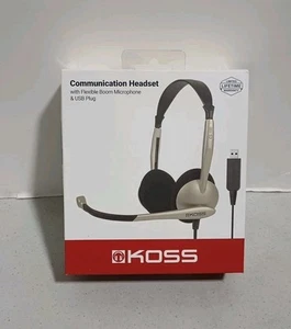 🔥NEW🔥 KOSS-HEADPHONES CS100 USB COMM HEADSET W/ MIC USB 8FT VOL - Picture 1 of 11