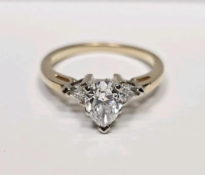ANILLO DE COMPROMISO DIAMANTE 14K 1,21 CT, NATURAL REAL (.87 CT centro), TALLA 7 Foto 1 de 4