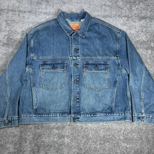 Levi’s Trucker Jacket Men’s Large Blue Stay Loose Denim Type 2 Medium Wash - Picture 1 of 10