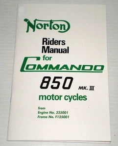 1975-77 Norton Commando 850 Mark III, OEM, Owners Riders Manual, Sealed - Bild 1 von 3