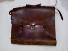 WWI WWII Antique Vintage army heavy duty leather briefcase saddlebag ,