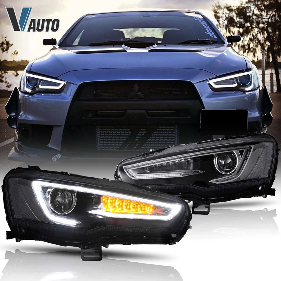 VLAND For 08-17 Mitsubishi Lancer /CJ CF Evo X LED Projector Headlights A Pair - image 1 of 4