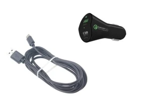 2-Port USB 30W Fast Car Charger 6ft Cable Type-C Quick Charge DC for Cell Phones - Picture 1 of 6