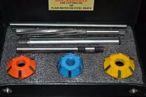 9x VALVE SEAT CUTTER SET CARBIDE SBC MODIFIED 2.020-1.600 11/32" 45*-60* BOXED - Picture 1 of 6