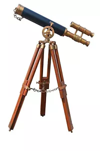 Vintage Style Brown Antique Finish Brass Telescope With Tripod Stand - Picture 1 of 4