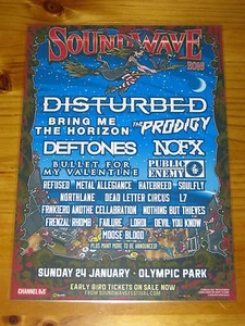 SOUNDWAVE - 2016 Australia Tour- DISTURBED - NOFX - DEFTONES - Laminated Poster - Picture 1 of 1
