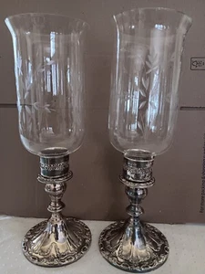 GORHAM ORIGINAL SILVER CANDLESTICK WITH CRYSTAL SHADE - Picture 1 of 5