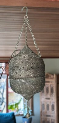 Moorish Islamic two piece, pierced copper 'Mosque' lantern c1900 F*S - Image 1 of 4