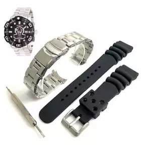 Pack of 2 Steel and Rubber Replacement Watch Band Fits Invicta Pro Diver 26977 - Picture 1 of 6