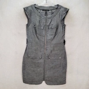 Cynthia Steffe Charcoal Linen Silk Blend Boat Neck Shift Mini Women Dress Size 2 - Picture 1 of 20