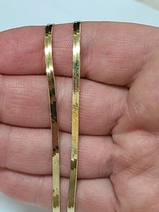Herringbone Chain 14k Yellow Gold 18" Long 3mm Lobster Claw Lock Super Flexible - Picture 1 of 10