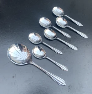 Juego de 7 cucharas de postre vintage Art Deco EPNS - Imagen 1 de 8