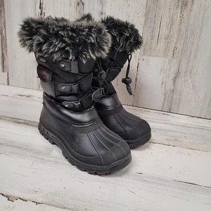 black Thinsulate snow boots waterproof Dream Pairs kids youth size 2 - Picture 1 of 7