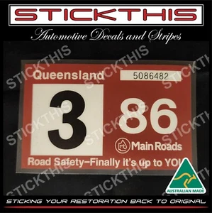 Reproduced Historic QLD Registration Rego Label Decal Sticker 1986 Jan - July - Picture 1 of 2