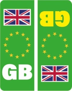 GB GREEN EV NUMBER PLATE STICKER UNION JACK EURO FLAG CAR VAN TRUCK - EVPLATE10 - Picture 1 of 1