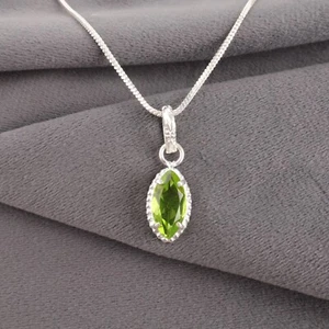 Peridot Gemstone Handmade 925 Sterling Silver Jewelry Pendant Gift For Wife - Picture 1 of 3