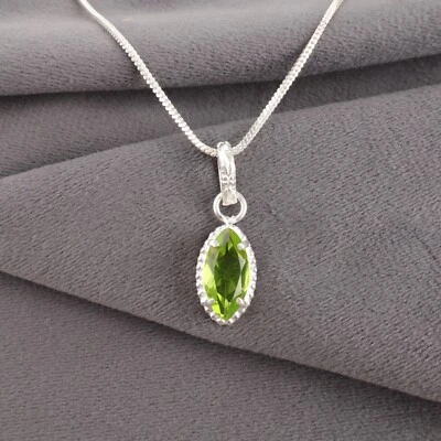 Peridot Gemstone Handmade 925 Sterling Silver Jewelry Pendant Gift For Wife - Image 1 of 3