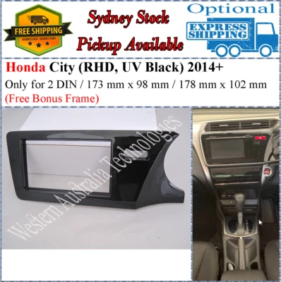 Fascia facia Fits Honda City 2014+ UV Black Double 2 Two DIN - Image 1 of 4