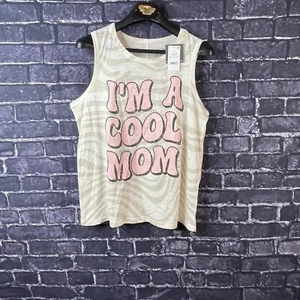 Grayson Threads Women's Large "I'm A Cool Mom" Zebra Stripe Sleeveless - Picture 1 of 8