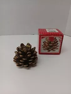 Vintage 1 Brass Pine Cone Candle Stick Holder Holiday Christmas Made In Taiwan - Picture 1 of 11