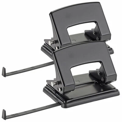 GENERAL OFFICE 2er-Set 2-fach-Bürolocher für 30 Blatt, Anschlagschiene (DIN A6/A5/A4)