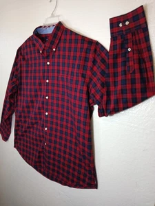 Camisa de vestir a cuadros roja azul abotonada Izod XXL para hombre - Imagen 1 de 8