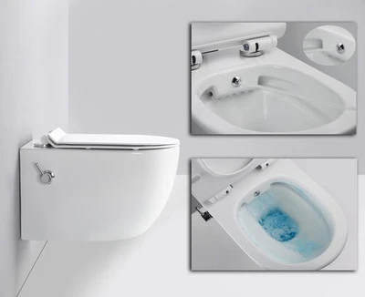 Wand WC Taharet + Armatur Softclose Sitz Dusch-WC Toilette Hänge Bidet-Funktion - Bild 1 von 4