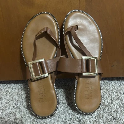 Italian Shoemakers Women's Sandals Gold Buckle Women’s Size 6 - Image 1 of 4