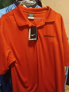 Nissan red golf Nike Polo short sleeve dri fit Shirt men's adult Large  NEW - Picture 1 of 9