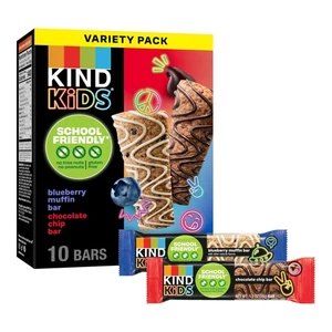 Barrette d'avena senza glutine per bambini confezione varietà - muffin ai mirtilli, gocce di cioccolato, 10... - Foto 1 di 5