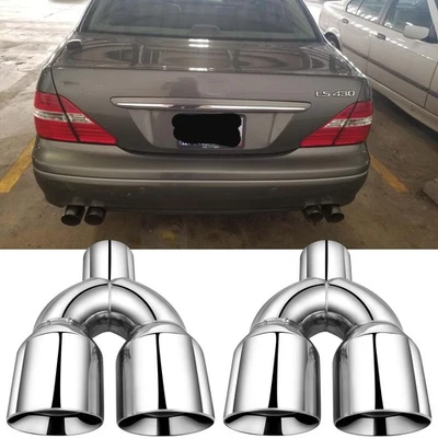 For Lexus LS430 LS400 LS500 Quad 2.5" In 3.5" Out Dual Exhaust Tips Double Wall - Image 1 of 4