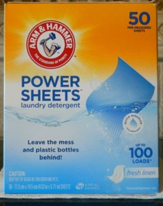 Arm & Hammer Power Sheets Laundry Detergent, Fresh Linen 50ct, up to 100 Small - Picture 1 of 5