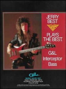 Jerry Best (Lion band) 1988 G&L Interceptor Bajo anuncio 8 x 11 anuncio - Imagen 1 de 3
