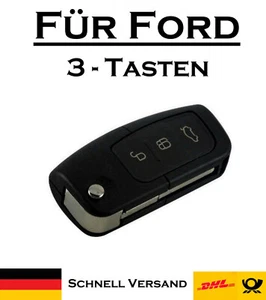 1x Klappschlüssel Gehäuse für Ford - Ersatz 3 Tasten PKW Funk Fernbedienung KS03 - Bild 1 von 5