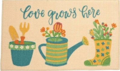 Alfombra de cocina de nailon (antideslizante)(18x30") FLORES Y HERRAMIENTAS DE JARDINERÍA, EL AMOR CRECE AQUÍ, SIN RESERVA Foto 1 de 4