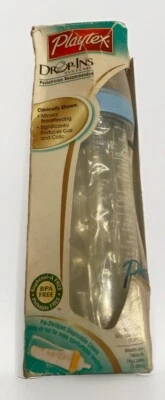 🧸Playtex Drop-Ins Baby Bottle w/5 Liners 8-10 Oz Blue Nurser Silicone Slow Flow - Image 1 of 3