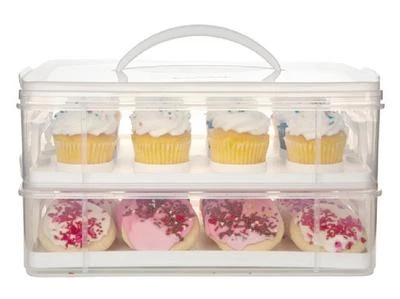 SNAPWARE Snap 'N Stack 2 LAYER CUPCAKE & COOKIE CARRIER *Plastic Holds 24 CAKES - Image 1 of 2