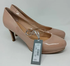 Principles UK Größe 6 "Callie" Lack hautfarben klobige Stiletto-Pumps Schuhe - Bild 1 von 6