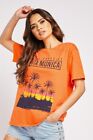 NEW Orange SANTA MONICA Beach Loose Fit Summer T-Shirt Top One Size 12-14